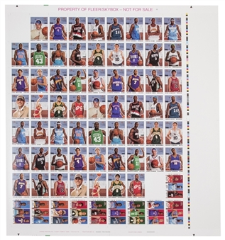 2003/04 Fleer Tradition Basketball Uncut Sheet (79 Cards) Including Four LeBron James Rookie Cards!